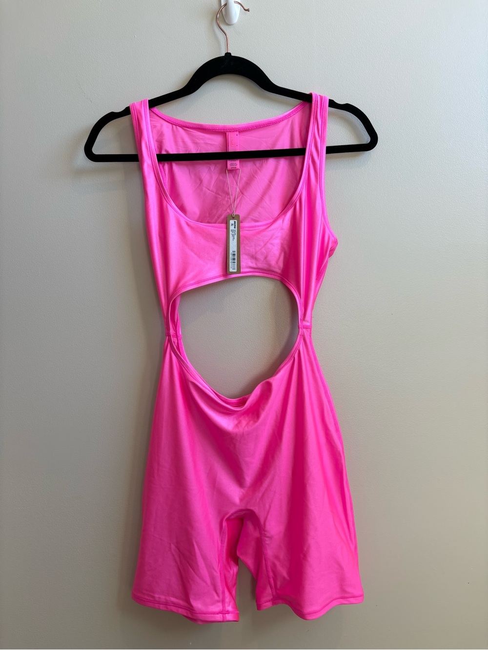 SKIMS Bright Pink Cutout One-Piece Cycle Suit